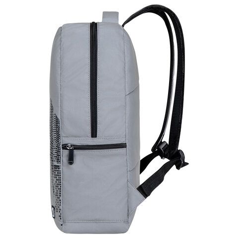 Рюкзак BRAUBERG REFLECTIVE универсальный, светоотражающий, &quot;City&quot;, серый, 42х30х13 см, 270757