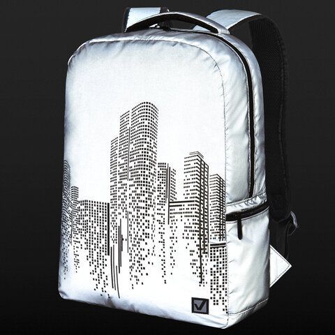 Рюкзак BRAUBERG REFLECTIVE универсальный, светоотражающий, &quot;City&quot;, серый, 42х30х13 см, 270757