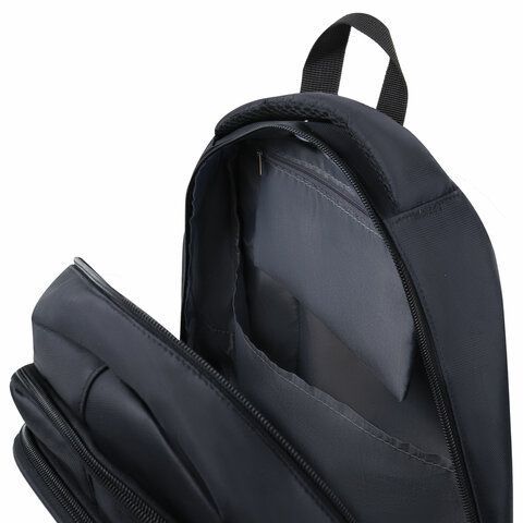 Рюкзак BRAUBERG HIGH SCHOOL универсальный, 3 отделения, &quot;Карбон&quot;, черный, 46х31х18 см, 270758