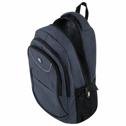Рюкзак BRAUBERG HIGH SCHOOL универсальный, 3 отделения, &quot;Сапфир&quot;, синий, 46х31х18 см, 270760