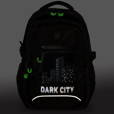 Рюкзак BRAUBERG CONTENT универсальный, 3 отделения, светоотражающий принт, &quot;Dark city&quot;, 47х33х18 см, 270763