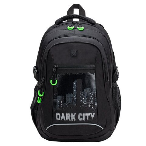 Рюкзак BRAUBERG CONTENT универсальный, 3 отделения, светоотражающий принт, &quot;Dark city&quot;, 47х33х18 см, 270763