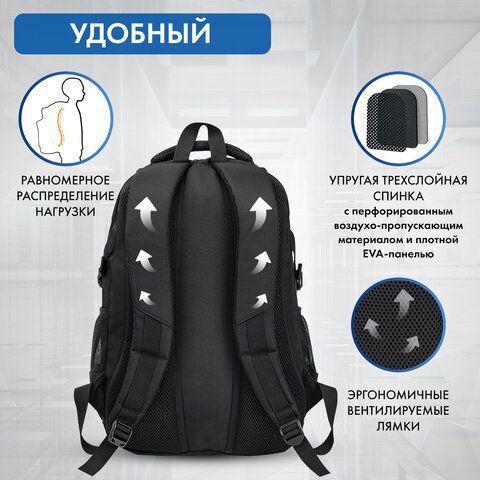 Рюкзак BRAUBERG CONTENT универсальный, 3 отделения, светоотражающий принт, &quot;Figures&quot;, 47х33х18 см, 270765