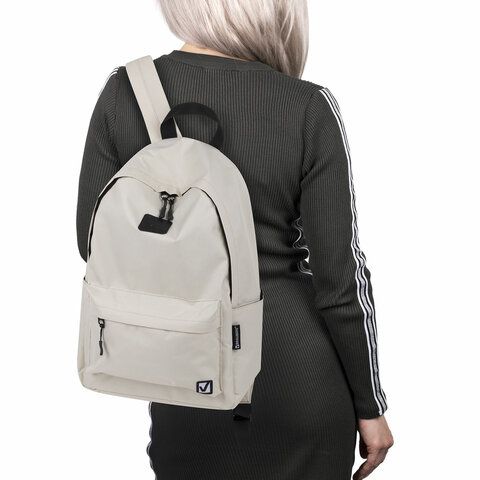 Рюкзак BRAUBERG POSITIVE универсальный, карман-антивор, &quot;Beige&quot;, 42х28х14 см, 270776