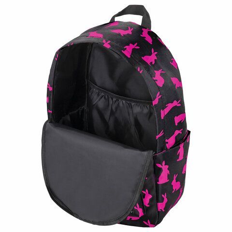 Рюкзак BRAUBERG POSITIVE универсальный, карман-антивор, &quot;Pink Rabbits&quot;, 42х28х14 см, 270780