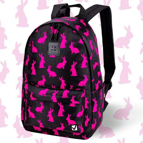 Рюкзак BRAUBERG POSITIVE универсальный, карман-антивор, &quot;Pink Rabbits&quot;, 42х28х14 см, 270780