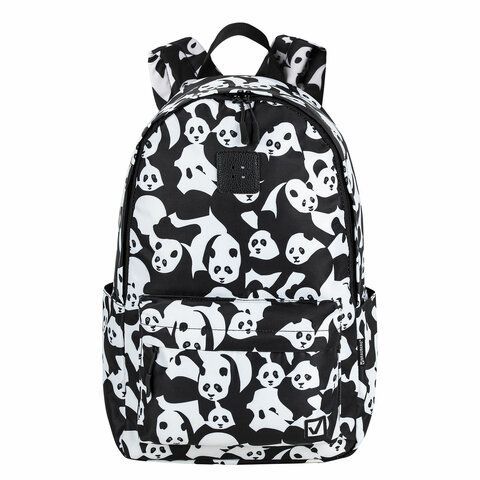Рюкзак BRAUBERG POSITIVE универсальный, карман-антивор, &quot;Pandas&quot;, 42х28х14 см, 270781