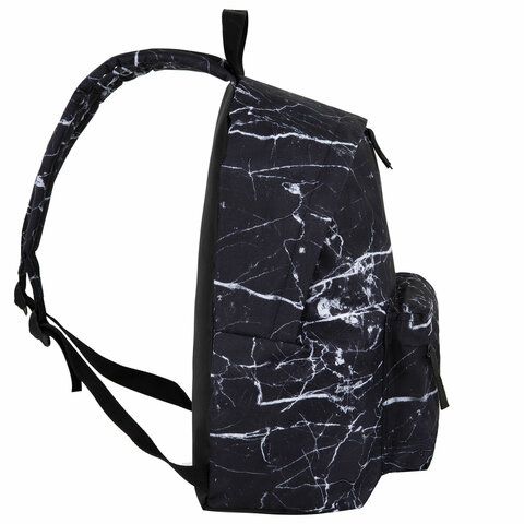 Рюкзак BRAUBERG СИТИ-ФОРМАТ универсальный, &quot;Black marble&quot;, черный, 41х32х14 см, 270790