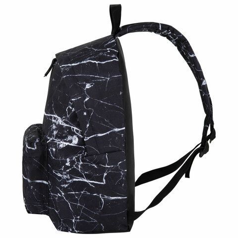 Рюкзак BRAUBERG СИТИ-ФОРМАТ универсальный, &quot;Black marble&quot;, черный, 41х32х14 см, 270790