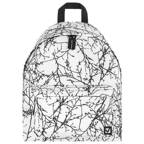 Рюкзак BRAUBERG СИТИ-ФОРМАТ универсальный, &quot;Twigs on white&quot;, белый, 41х32х14 см, 270794