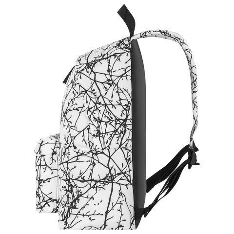 Рюкзак BRAUBERG СИТИ-ФОРМАТ универсальный, &quot;Twigs on white&quot;, белый, 41х32х14 см, 270794