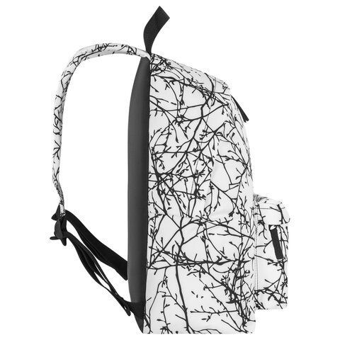Рюкзак BRAUBERG СИТИ-ФОРМАТ универсальный, &quot;Twigs on white&quot;, белый, 41х32х14 см, 270794