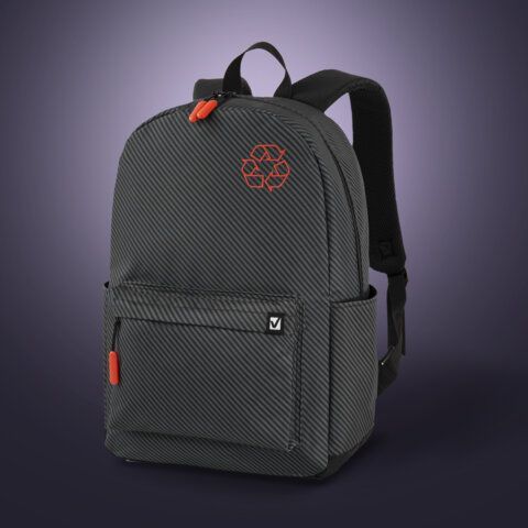 Рюкзак BRAUBERG ENERGETIC универсальный, эргономичный, &quot;Recycle&quot;, черный\серый, 43х30х16 см, 270796