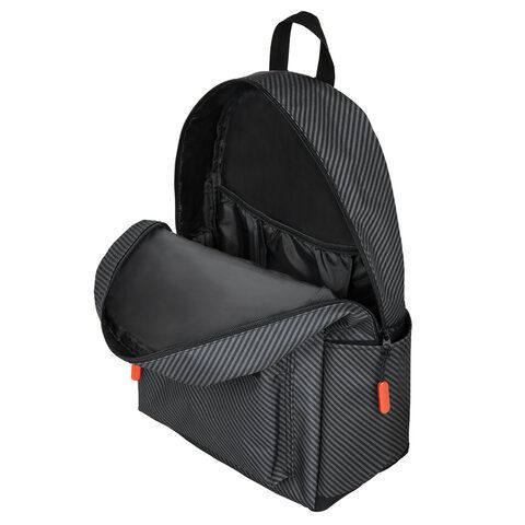 Рюкзак BRAUBERG ENERGETIC универсальный, эргономичный, &quot;Recycle&quot;, черный\серый, 43х30х16 см, 270796