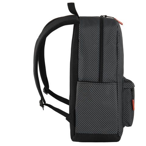 Рюкзак BRAUBERG ENERGETIC универсальный, эргономичный, &quot;Recycle&quot;, черный\серый, 43х30х16 см, 270796