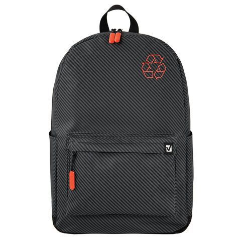 Рюкзак BRAUBERG ENERGETIC универсальный, эргономичный, &quot;Recycle&quot;, черный\серый, 43х30х16 см, 270796