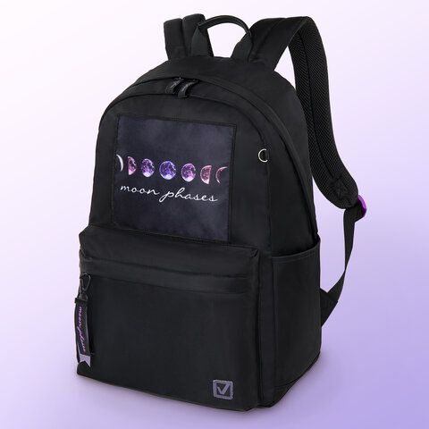Рюкзак BRAUBERG FASHION CITY универсальный, карман-антивор, &quot;Moon&quot;, черный, 44х31х16 см, 270807