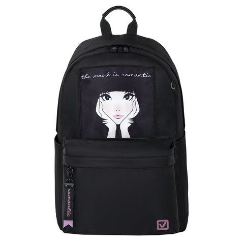 Рюкзак BRAUBERG FASHION CITY универсальный, карман-антивор, &quot;Romantic Anime&quot;, черный, 44х31х16 см, 270808