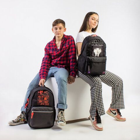 Рюкзак BRAUBERG FASHION CITY универсальный, карман-антивор, &quot;Romantic Anime&quot;, черный, 44х31х16 см, 270808