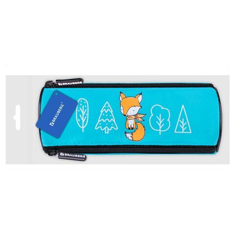 Пенал BRAUBERG, 3 отделения, нейлон, 21х7х7 см, &quot;Fox&quot;, 270838