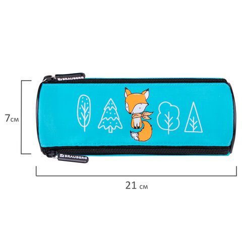 Пенал BRAUBERG, 3 отделения, нейлон, 21х7х7 см, &quot;Fox&quot;, 270838
