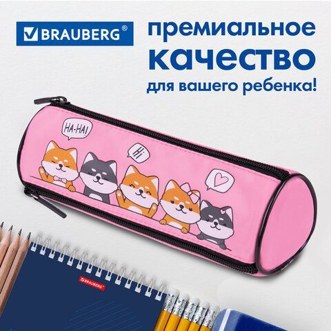 Пенал BRAUBERG, 3 отделения, нейлон, 21х7х7 см, &quot;Puppies&quot;, 270839