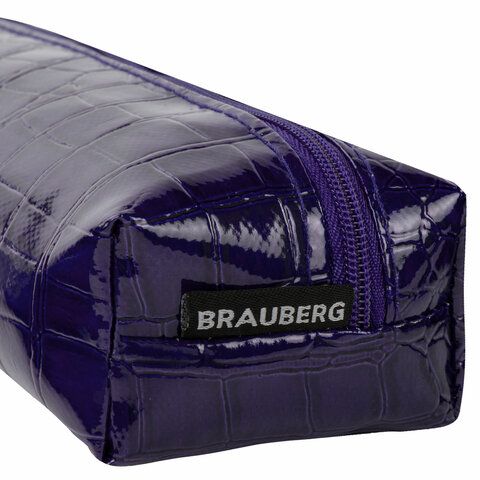 Пенал-косметичка BRAUBERG, &quot;крокодиловая кожа&quot;, 20х6х4 см, &quot;Ultra purple&quot;, 270848