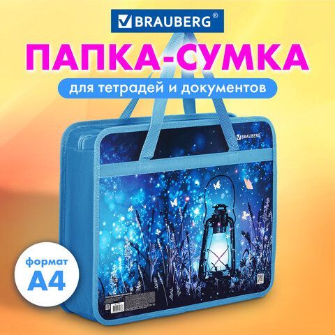 Папка на молнии с ручками BRAUBERG А4, 1 отделение, пластик, 80 мм, &quot;Magic&quot;, 270867