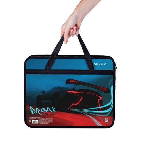 Папка на молнии с ручками BRAUBERG А4, 1 отделение, пластик, 80 мм, &quot;Speed&quot;, 270872