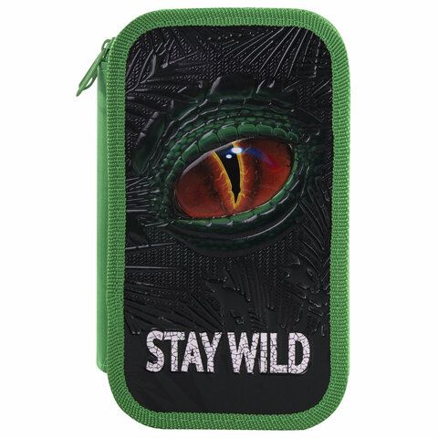 Пенал ЮНЛАНДИЯ, 2 отделение, ламинированный картон, 19х11 см, &quot;Stay wild&quot;, 270889