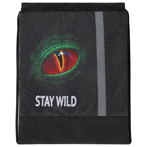 Мешок для обуви ЮНЛАНДИЯ, плотный, светоотражающая полоса, 46х36 см, &quot;Stay wild&quot;, 270917