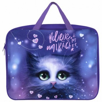 Папка на молнии с ручками BRAUBERG А4, 1 отделение, полиэстер, 80 мм, "Believe in miracles", 270960