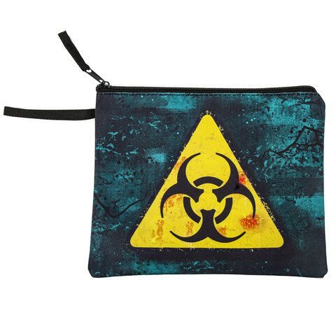 Папка для тетрадей BRAUBERG А5, 1 отделение, полиэстер, на молнии, с ручкой, &quot;Caution&quot;, 270974