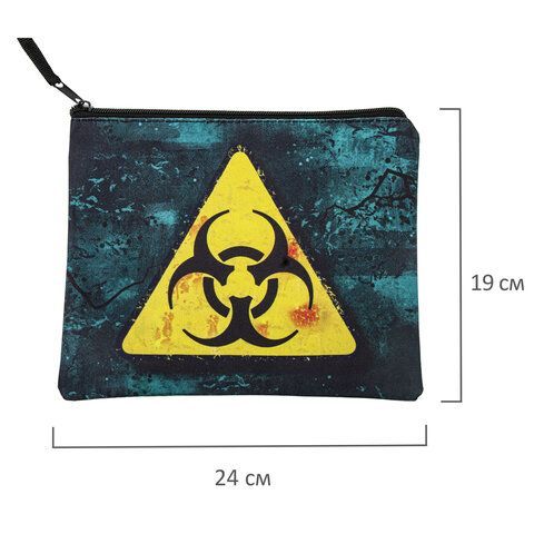 Папка для тетрадей BRAUBERG А5, 1 отделение, полиэстер, на молнии, с ручкой, &quot;Caution&quot;, 270974