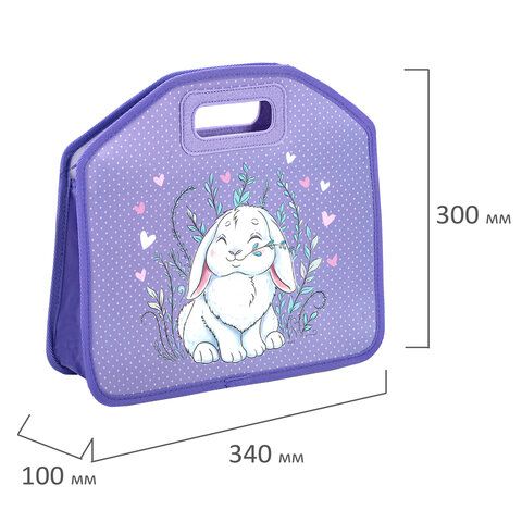 Папка-сумка ЮНЛАНДИЯ, 1 отделение, фетровые ручки, 34х30х11 см, &quot;Little bunny&quot;, 270998