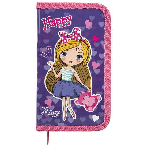 Пенал ПИФАГОР, 1 отделение, ламинированный картон, 19х11 см, &quot;Fancy girl&quot;, 271003
