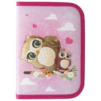 Пенал ПИФАГОР, 1 отделение, полиэстер, 19х13 см, "Cute owls", 271011