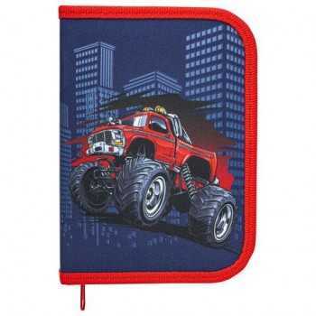 Пенал ПИФАГОР 3 шт., 1 отделение, полиэстер, 19х13 см, "Monster car", 271013