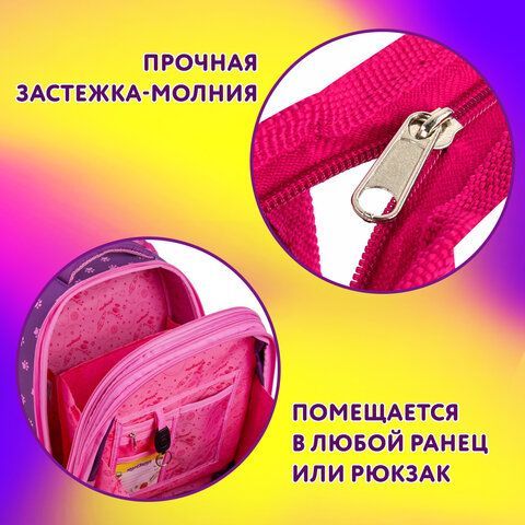 Папка для тетрадей ЮНЛАНДИЯ А4, 1 отделение, пластик, на молнии, &quot;Meow&quot;, 271076