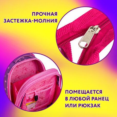 Папка для тетрадей ЮНЛАНДИЯ А4, 1 отделение, пластик, на молнии, &quot;Ballerina&quot;, 271077