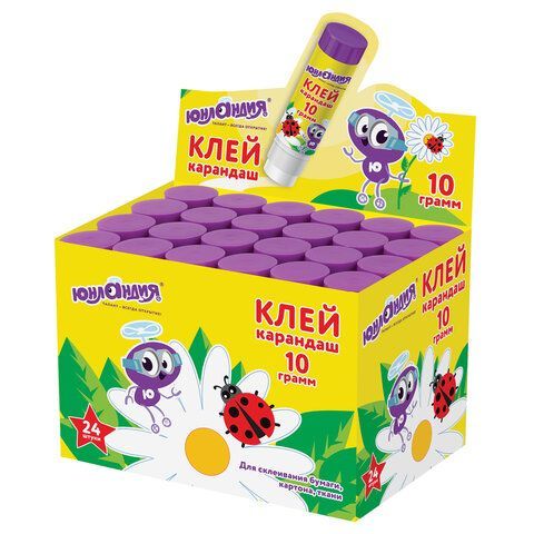 Клей-карандаш ЮНЛАНДИЯ 4 шт. &quot;ЮНЛАНДИК И БОЖЬЯ КОРОВКА&quot;, 10 г, улучшенный, 271137