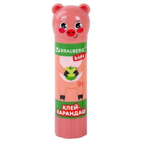 Клей-карандаш &quot;Зверята: кошка, мышка, хрюшка&quot;, 9 г, фигурный колпачок, BRAUBERG KIDS 24 шт., 271138