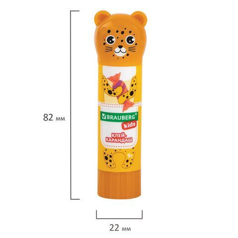 Клей-карандаш &quot;Зверята: панда, слон, леопард&quot;, 9 г, фигурный колпачок, BRAUBERG KIDS 24 шт., 271139