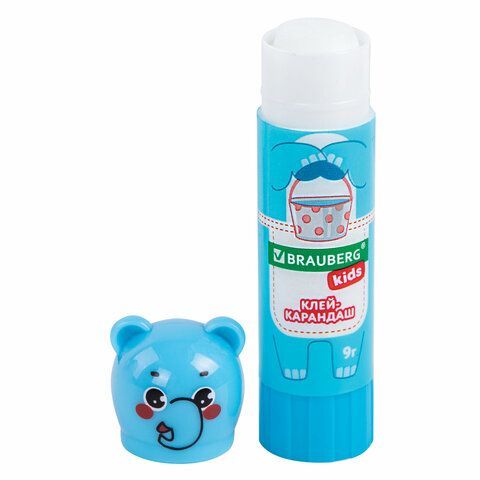 Клей-карандаш &quot;Зверята: панда, слон, леопард&quot;, 9 г, фигурный колпачок, BRAUBERG KIDS 24 шт., 271139