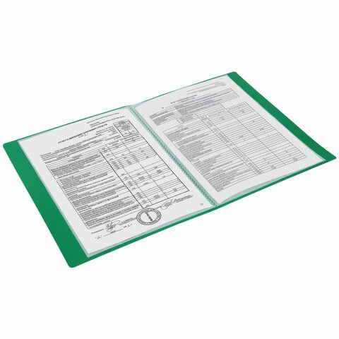 Папка 10 вкладышей BRAUBERG 2 шт. &quot;Office&quot;, зеленая, 0,5 мм, 271323