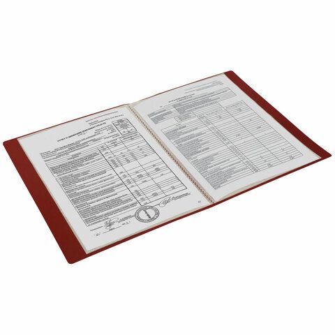 Папка 20 вкладышей BRAUBERG &quot;Office&quot;, красная, 0,5 мм, 271325