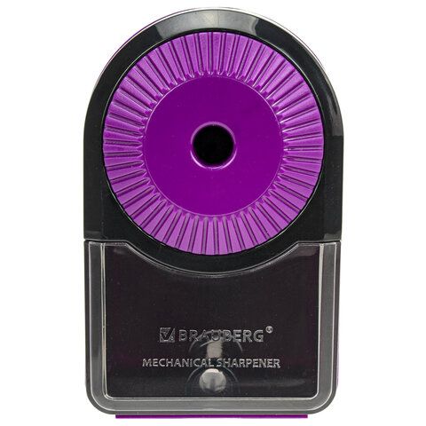 Точилка механическая BRAUBERG ULTRA для чернографитных и цветных карандашей, крепление к столу, цвет корпуса сиреневый с черным, 271341