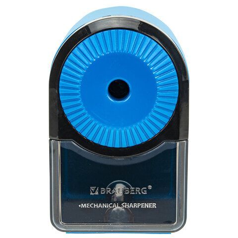 Точилка механическая BRAUBERG ULTRA для чернографитных и цветных карандашей, крепление к столу, цвет корпуса голубой с черным, 271342