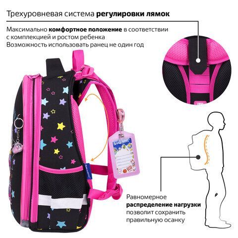Ранец BRAUBERG PREMIUM, 2 отделения, с брелком, &quot;Pop style&quot;, 38х29х16 см, 271354