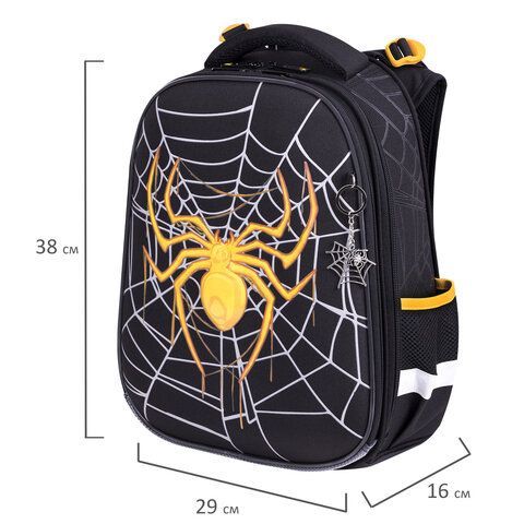 Ранец BRAUBERG PREMIUM, 2 отделения, с брелком, &quot;Venomous spider&quot;, 3D панель, 38х29х16 см, 271355